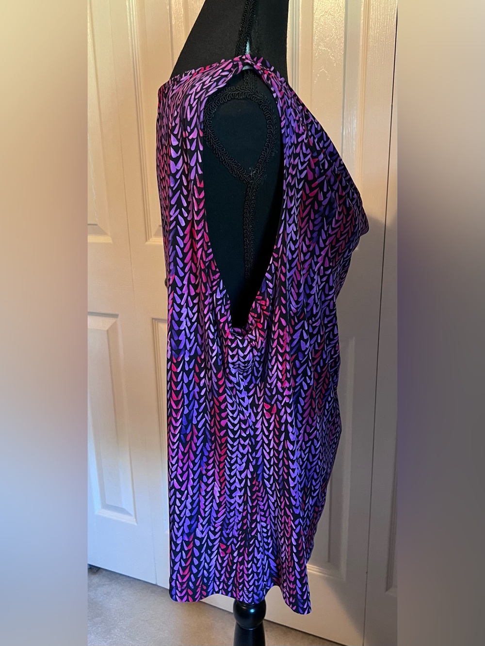 Calvin Klein Patterned Cowl Neck Sleeveless Top Size 1X Boho Business Casual - Picture 4 of 10